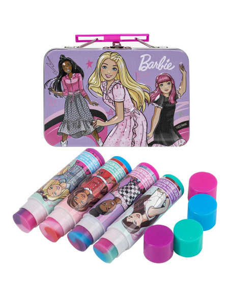 Set de Maquillaje Infantil Barbie - 4 Balsamos Labiales Naturales
