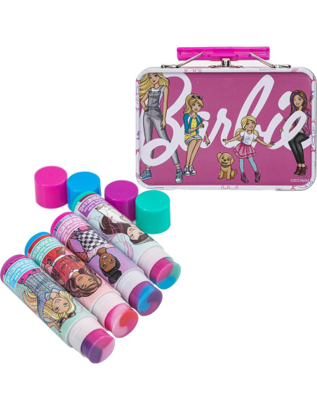 Set de Maquillaje Infantil Barbie - 4 Balsamos Labiales Naturales