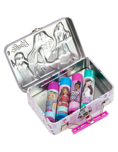 Set de Maquillaje Infantil Barbie - 4 Balsamos Labiales Naturales