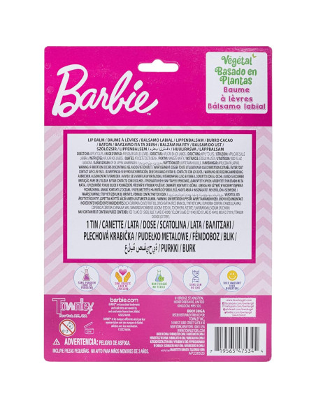 Set de Maquillaje Infantil Barbie - 4 Balsamos Labiales Naturales