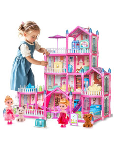 Casa de Muñecas TASTIEN 4 Pisos Rosa Brilla en la Oscuridad