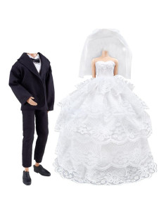Conjunto de Boda E-TING para Muñecas con Velo y Traje