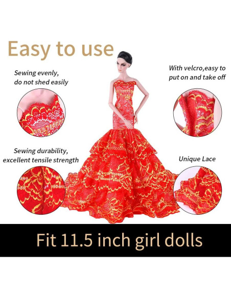 Vestido de Boda para Muñeca QueBan 27.94-29.97 cm 2 Piezas