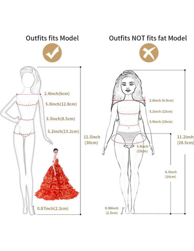 Vestido de Boda para Muñeca QueBan 27.94-29.97 cm 2 Piezas