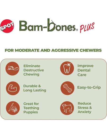 Juguete Masticar Perro SPOT Bam-Bones T-Bone 15 cm Sabor Res