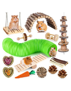 Conjunto de Juguetes para Hámster VESPRO - Madera y Heno