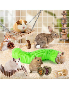 Conjunto de Juguetes para Hámster VESPRO - Madera y Heno 2