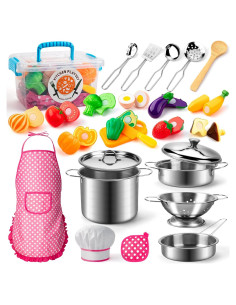 Juego de Cocina Infantil 26 Piezas Tigerhu - Utensilios y Alimentos