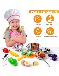 Juego de Cocina Infantil 26 Piezas Tigerhu - Utensilios y Alimentos 2