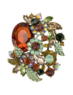 Broche de Flor SELOVO con Brillantina Tono Dorado 6.5x6cm