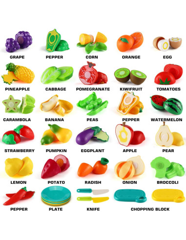 Juego de Comida de Corte 70 PCS LESUTER para Niños