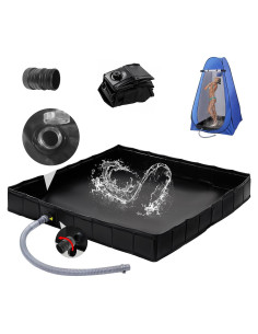 Base de Ducha Portátil AYWOHA 104 cm Plegable con Drenaje