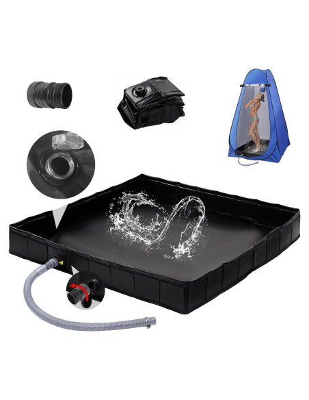 Base de Ducha Portátil AYWOHA 104 cm Plegable con Drenaje