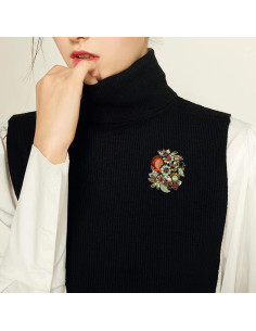 Broche de Flor SELOVO con Brillantina Tono Dorado 6.5x6cm 2