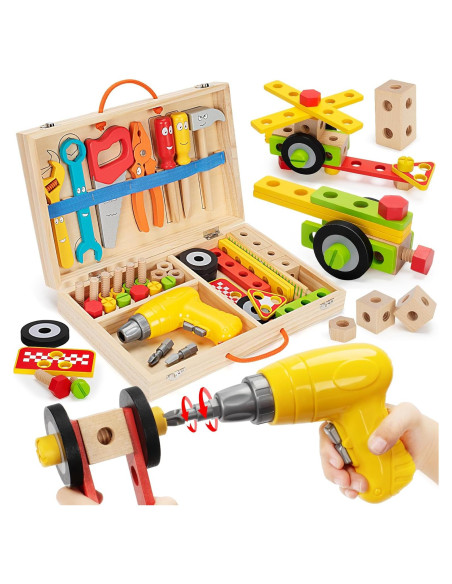 Juego de Herramientas de Madera LACCHOUFEE 44 Piezas Juego de Herramientas de Madera LACCHOUFEE 44 Piezas