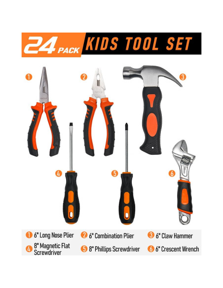 Conjunto de Herramientas Reales INCLY 24 PCS para Niños
