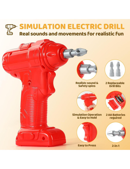 Banco de herramientas Honeystar para niños 65 piezas