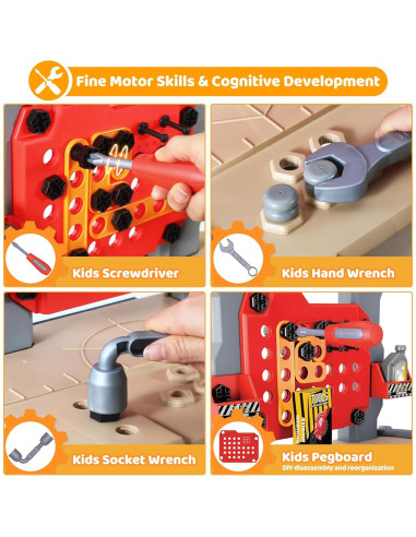 Banco de herramientas Honeystar para niños 65 piezas