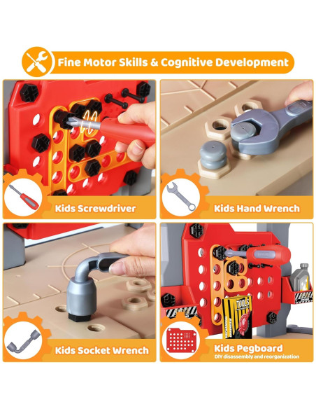 Banco de herramientas Honeystar para niños 65 piezas