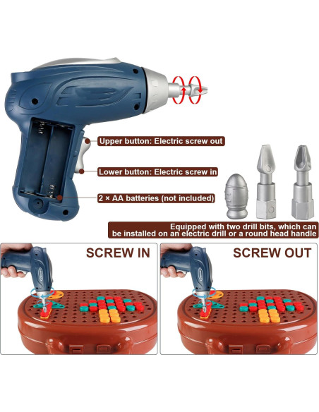 Caja de herramientas mágica con taladro eléctrico para niños