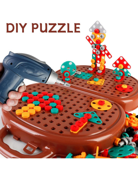 Caja de herramientas mágica con taladro eléctrico para niños