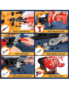 Banco de herramientas para niños Deejoy 79 piezas azul 2