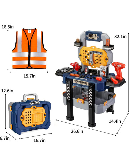 Banco de herramientas para niños Deejoy 79 piezas azul