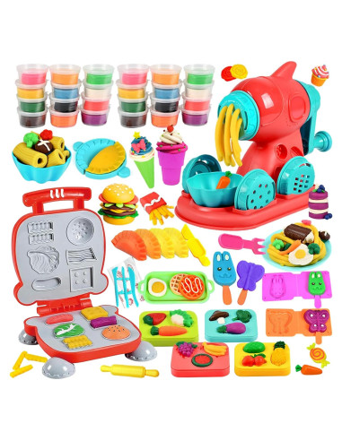 Juego de Masa 2 en 1 CORPER TOYS con Fideos y Hamburguesas