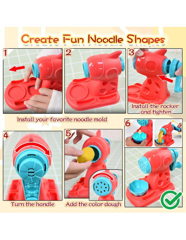 Juego de Masa 2 en 1 CORPER TOYS con Fideos y Hamburguesas