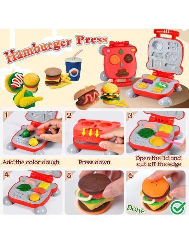 Juego de Masa 2 en 1 CORPER TOYS con Fideos y Hamburguesas