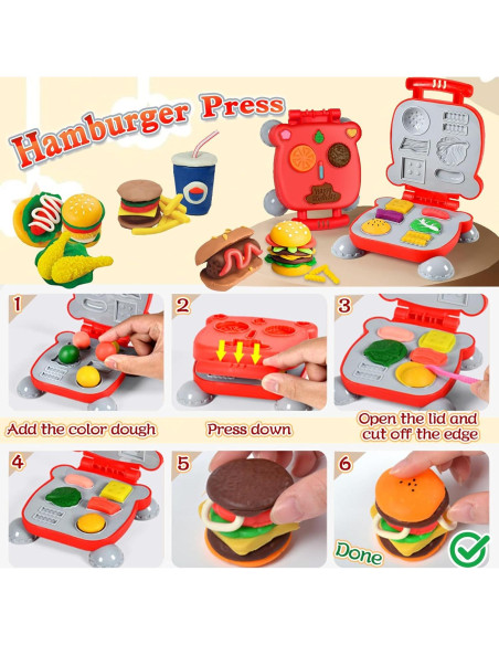 Juego de Masa 2 en 1 CORPER TOYS con Fideos y Hamburguesas