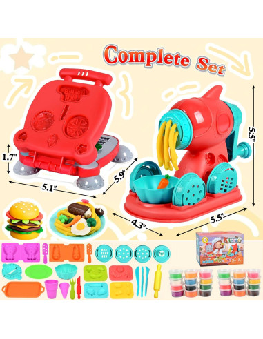 Juego de Masa 2 en 1 CORPER TOYS con Fideos y Hamburguesas