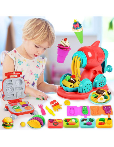 Juego de Masa 2 en 1 CORPER TOYS con Fideos y Hamburguesas