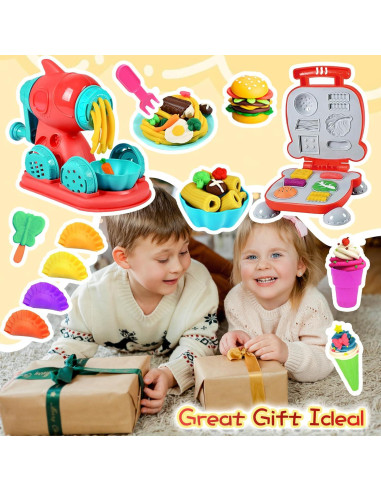 Juego de Masa 2 en 1 CORPER TOYS con Fideos y Hamburguesas