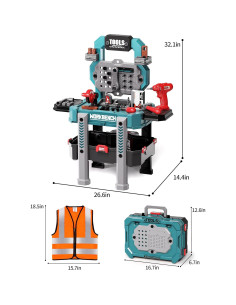 Banco de herramientas para niños Jovow 79 piezas Verde 2