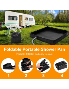 Base de Ducha Portátil AYWOHA 104 cm Plegable con Drenaje 2