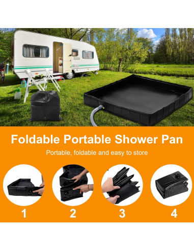 Base de Ducha Portátil AYWOHA 104 cm Plegable con Drenaje