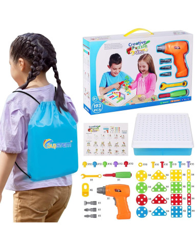 Kit de Taladro Eléctrico SUPSTEM 192 Piezas para Niños