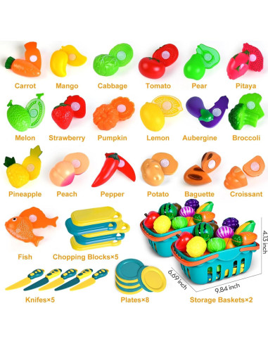 Juego de Comida de 100 Piezas para Niños - Juguete de Cocina