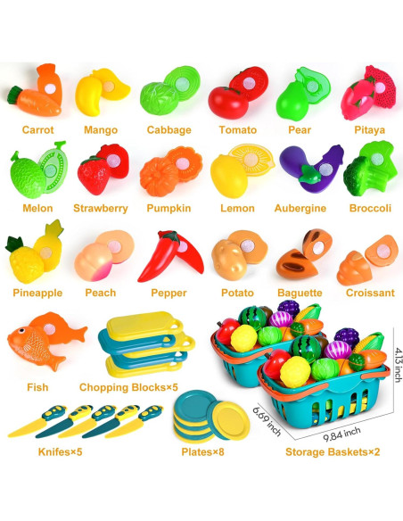 Juego de Comida de 100 Piezas para Niños - Juguete de Cocina