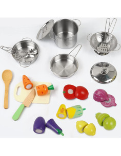 Juego de Cocina de Madera Sundaymot 23 Piezas para Niños 2