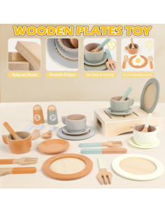 Juego de cocina de madera Dreamon 27 piezas para niños 2