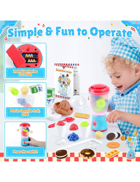 Licuadora de Juguete PLAY 27 Piezas con Luz y Sonido