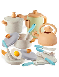 Juego de Cocina Simulado Buyger 13 Piezas para Niños 3-5 Años