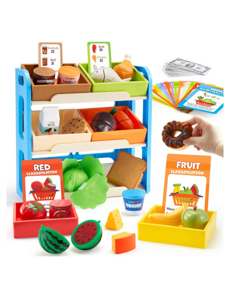 Juego de Comida Montessori JOVA con Estante y 6 Cajas Juego de Comida Montessori JOVA con Estante y 6 Cajas