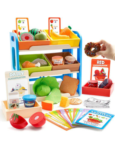 Juego de Comida Montessori JOVA con Estante y 6 Cajas