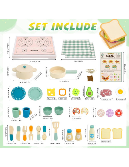 Juego de Cocina de Madera HAPGFS con Accesorios para Niños