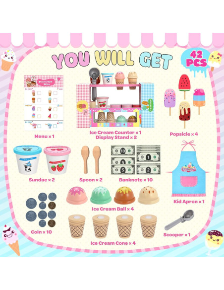 Set de Juego de Helado INNOCHEER para Niños 3-8 Años