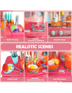 Juego de Cocina para Niños RedCrab Rosa 75 cm con Luz y Sonido 2