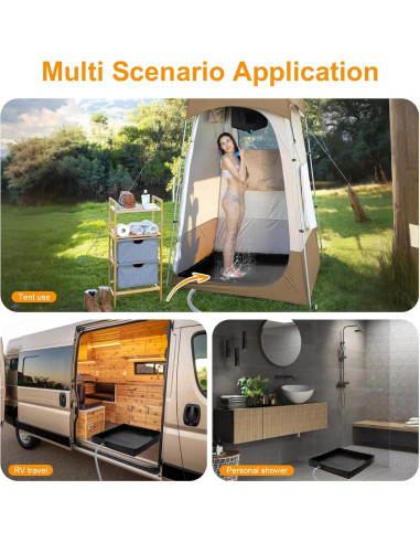 Base de Ducha Portátil AYWOHA 104 cm Plegable con Drenaje